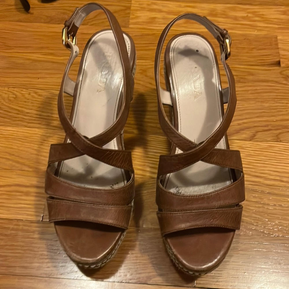 Prada cork and rope wedge